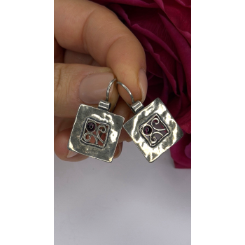 Vintage Israel Silpada 925 Sterling Silver Garnet Earrings