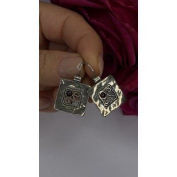 Vintage Israel Silpada 925 Sterling Silver Garnet Earrings