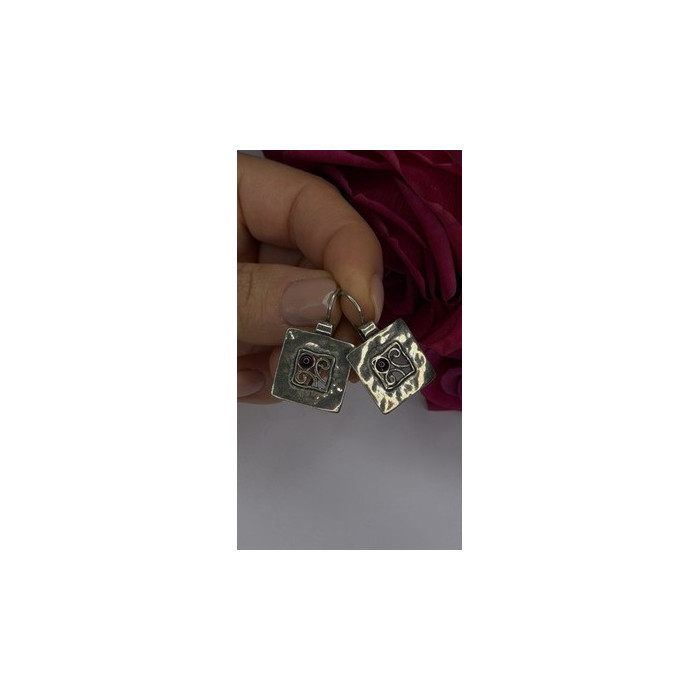 Vintage Israel Silpada 925 Sterling Silver Garnet Earrings