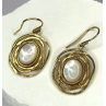 Israel 925 Sterling Silver Gold Plated Moonstone Earrings