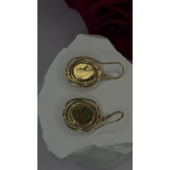 Israel 925 Sterling Silver Gold Plated Moonstone Earrings