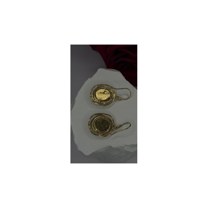 Israel 925 Sterling Silver Gold Plated Moonstone Earrings