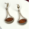 925 Sterling Silver Amber Drop Earrings