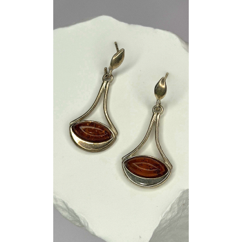 925 Sterling Silver Amber Drop Earrings