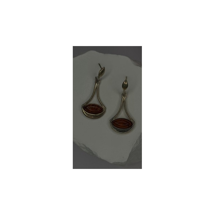 925 Sterling Silver Amber Drop Earrings