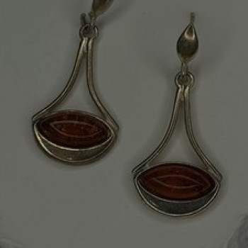 925 Sterling Silver Amber Drop Earrings