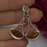 925 Sterling Silver Amber Drop Earrings