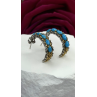925 Sterling Silver Gold Plated Part Blue Turquoise Earrings