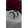 925 Sterling Silver Gold Plated Part Blue Turquoise Earrings