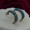 925 Sterling Silver Gold Plated Part Blue Turquoise Earrings