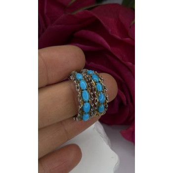 925 Sterling Silver Gold Plated Part Blue Turquoise Earrings