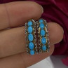 925 Sterling Silver Gold Plated Part Blue Turquoise Earrings