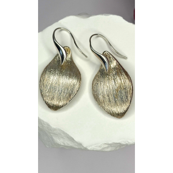 Elegant Italy 925 Sterling Silver Leaf Earrings