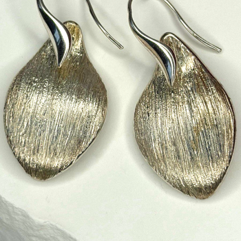 Elegant Italy 925 Sterling Silver Leaf Earrings