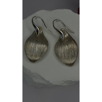 Elegant Italy 925 Sterling Silver Leaf Earrings