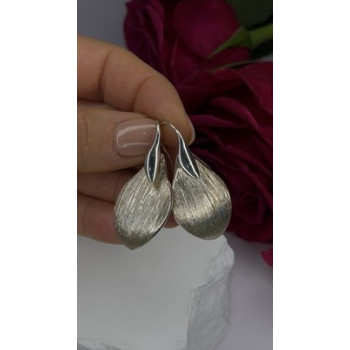 Elegant Italy 925 Sterling Silver Leaf Earrings