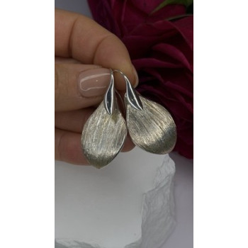 Elegant Italy 925 Sterling Silver Leaf Earrings