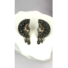 Half Moon Face Design 925 Sterling Silver Marcasite Stones Earrings