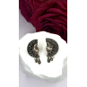 Half Moon Face Design 925 Sterling Silver Marcasite Stones Earrings
