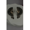 Half Moon Face Design 925 Sterling Silver Marcasite Stones Earrings