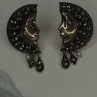 Half Moon Face Design 925 Sterling Silver Marcasite Stones Earrings