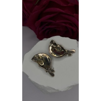 Half Moon Face Design 925 Sterling Silver Marcasite Stones Earrings