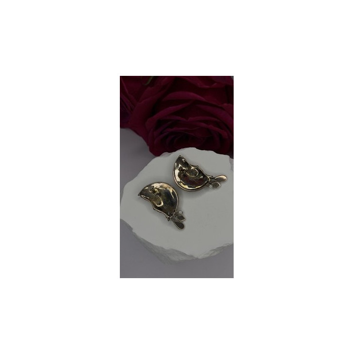 Half Moon Face Design 925 Sterling Silver Marcasite Stones Earrings