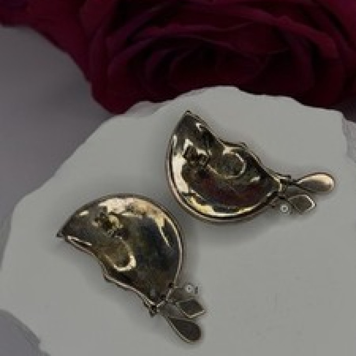 Half Moon Face Design 925 Sterling Silver Marcasite Stones Earrings