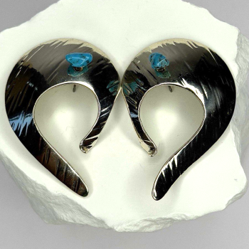 Native American Style 925 Sterling Silver Blue Turquoise Earrings