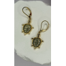 925 Sterling Silver Gold Plated Dynasty Jade Turtle Lever back Earrings