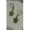 925 Sterling Silver Gold Plated Dynasty Jade Turtle Lever back Earrings