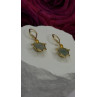 925 Sterling Silver Gold Plated Dynasty Jade Turtle Lever back Earrings