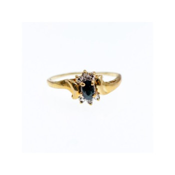 10K YELLOW GOLD  SPINEL & DIAMONDS RING SIZE 8.5