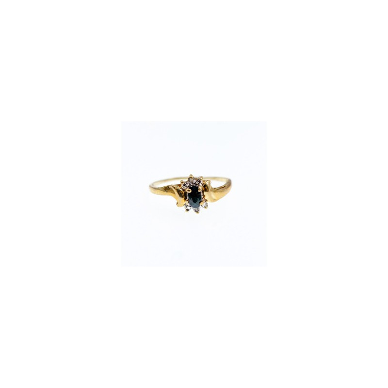 10K YELLOW GOLD  SPINEL & DIAMONDS RING SIZE 8.5