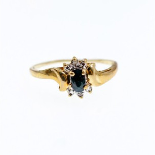 10K Yellow Gold Spinel & Diamonds Ring Size 8.5