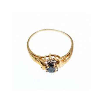 10K YELLOW GOLD  SPINEL & DIAMONDS RING SIZE 8.5