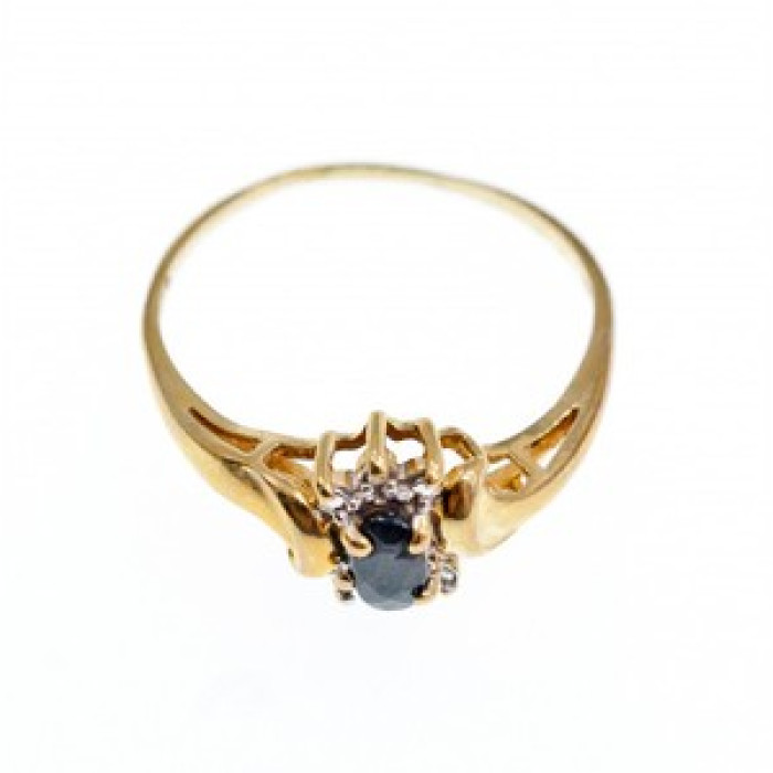 10K Yellow Gold Spinel & Diamonds Ring Size 8.5