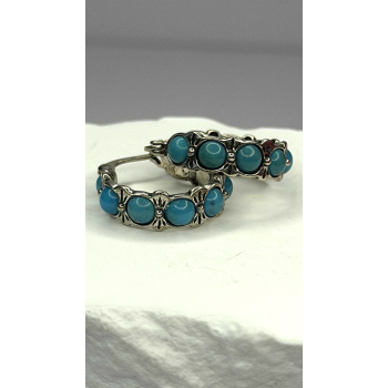 Vintage 925 Sterling Silver Blue Turquoise Earrings