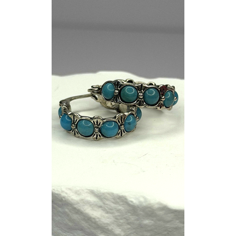 Vintage 925 Sterling Silver Blue Turquoise Earrings