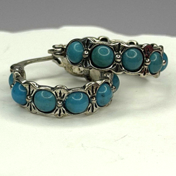 Vintage 925 Sterling Silver Blue Turquoise Earrings