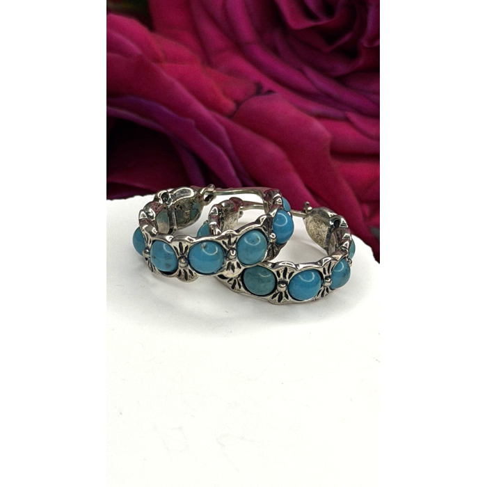 Vintage 925 Sterling Silver Blue Turquoise Earrings