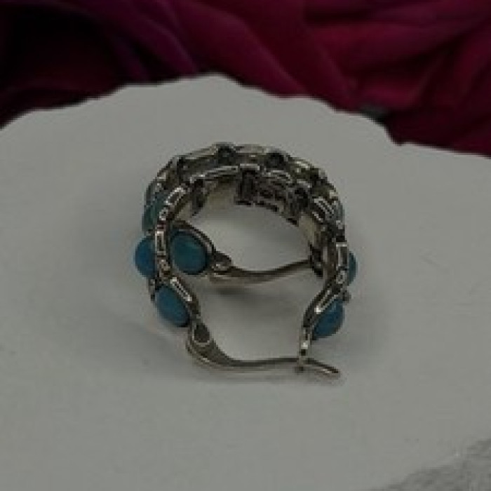 Vintage 925 Sterling Silver Blue Turquoise Earrings