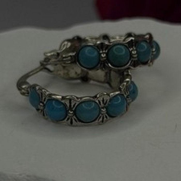 Vintage 925 Sterling Silver Blue Turquoise Earrings