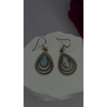 Vintage 925 Sterling Silver Blue Larimar Drop Earrings