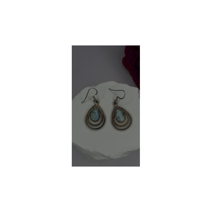 Vintage 925 Sterling Silver Blue Larimar Drop Earrings