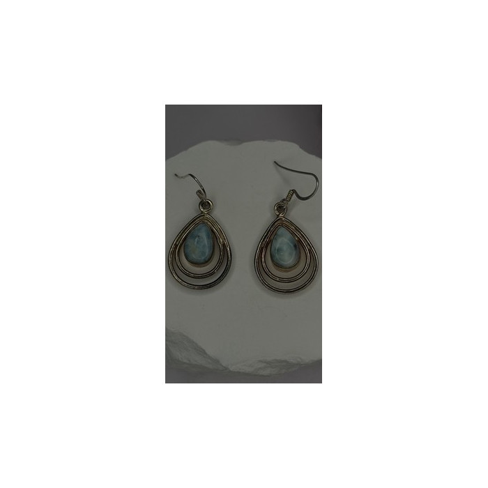 Vintage 925 Sterling Silver Blue Larimar Drop Earrings