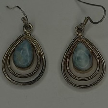 Vintage 925 Sterling Silver Blue Larimar Drop Earrings