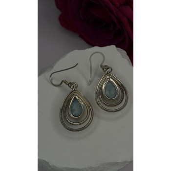 Vintage 925 Sterling Silver Blue Larimar Drop Earrings