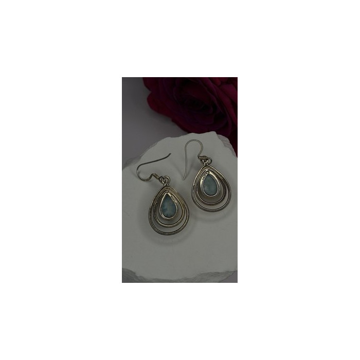 Vintage 925 Sterling Silver Blue Larimar Drop Earrings