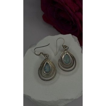 Vintage 925 Sterling Silver Blue Larimar Drop Earrings
